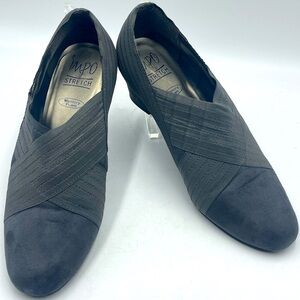 Impo Shoes:Women’s Gray Faux Suede Stretch Memory Foam Wedge Ankle Booties Sz 10